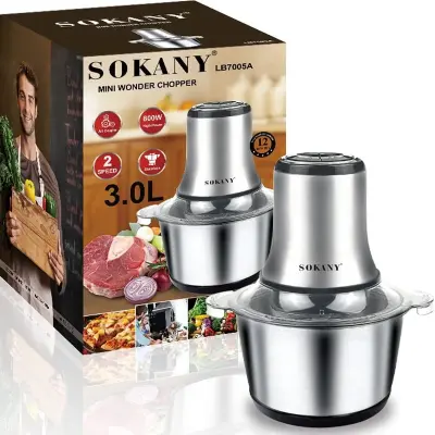 SOKANY 800 W Electric Mini Electric Mincer with 3L Stainless Steel Bowl,