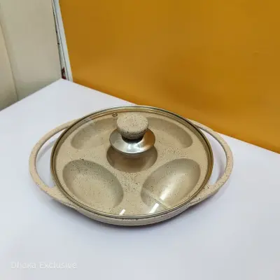 BD-Kor Pithaful Non-Stick Pitha Pan with Glass Lid (≈24 cm-Of-white)