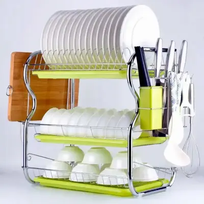 ৩ লেয়ার স্টেইনলেস স্টিল ডিশ র‌্যাক secondary