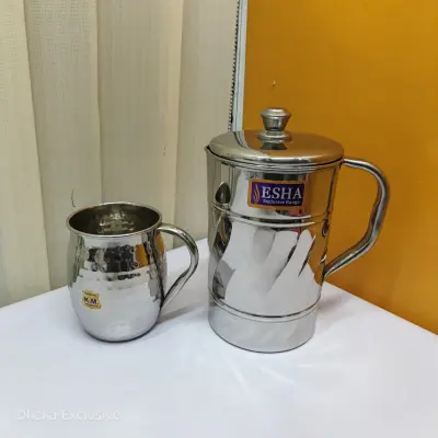 Stainless Steel Water Jug and Mug Set (2pcs)