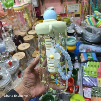 Aesthetic Glass Water Bottle with Infuser and Beaded Charm secondary