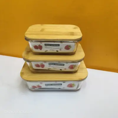 Borosilicate Glass Container Set with Bamboo Lids