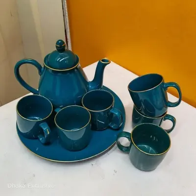 Ceramic Tea Set with Teapot and Tray