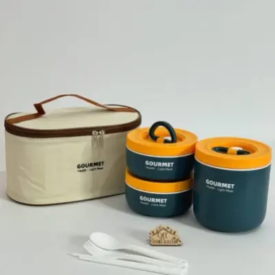 Gourmet Health – Light Meal Premium Lunch Box Set (3 Containers + Bag)