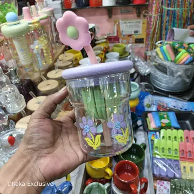 Aesthetic Kawaii Glass Bottle with Infuser and Decorative Charms secondary