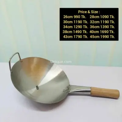 IHW wok pan with wooden handle