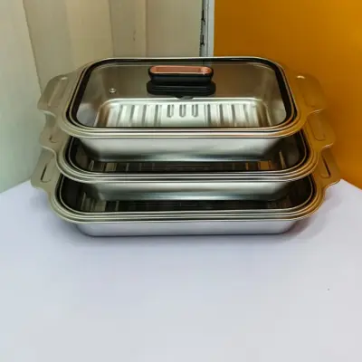 Stainless Steel Serving Dish With Glass Lid (1pcs) secondary