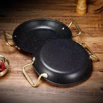Luxury Granite-Coated Fry Pan with Double Golden Handles