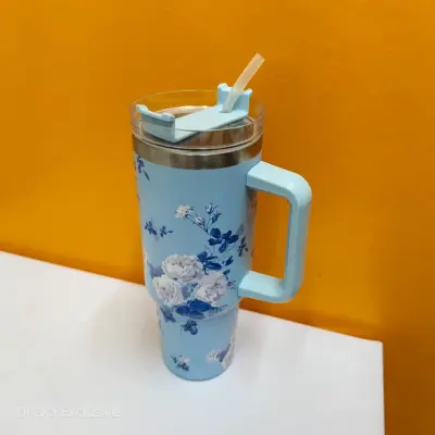 Floral Insulated Tumbler with Handle