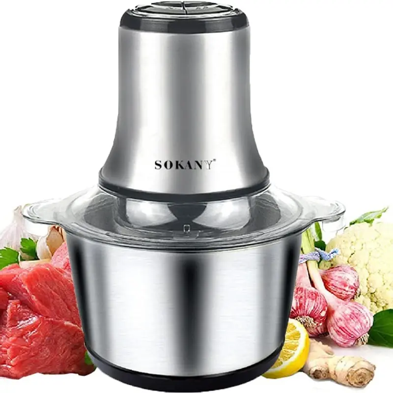 SOKANY 800 W Electric Mini Electric Mincer with 3L Stainless Steel Bowl,