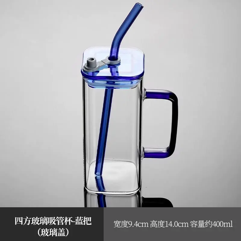 Colorful Glass Mugs with Straw and Lid – 400ml