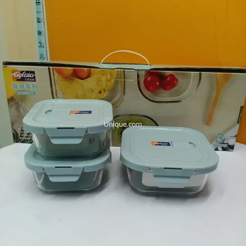 AGLAIA Borosilicate Glass Food Container Set (3 Pieces)
