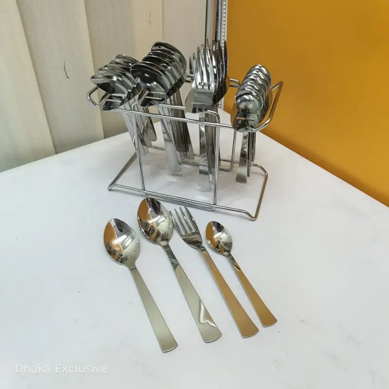 24 Pcs Stainless Steel Cutlery Set with Stand