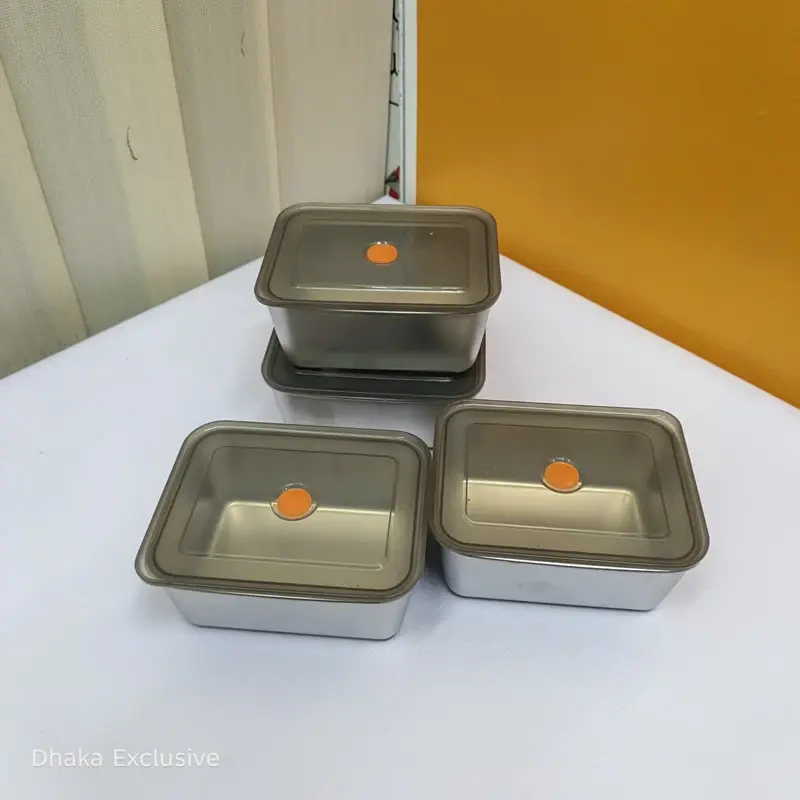 Premium Stainless Steel Airtight Vacuum Lunch Box Set (Pack of 4)