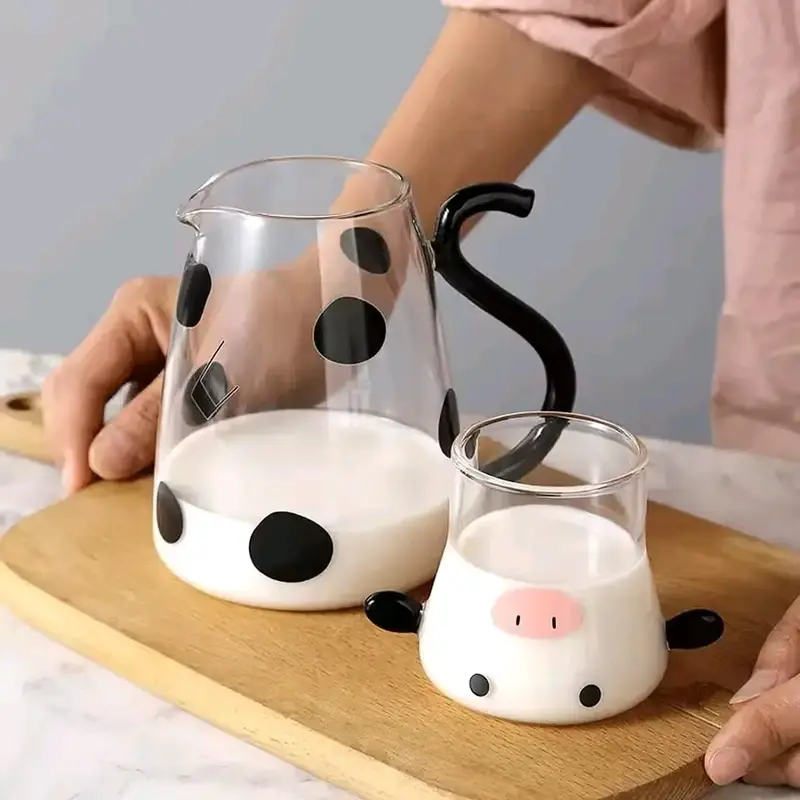 Creative Cow-Themed Glass Pitcher & Cup Set