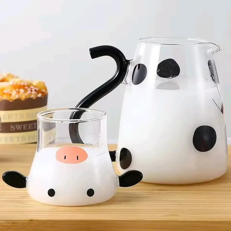 Creative Cow-Themed Glass Pitcher & Cup Set
