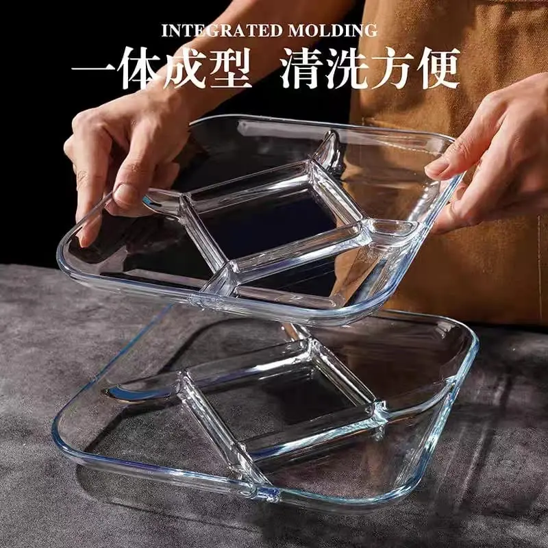 1pc Divided Food Plate - Glass Dinnerware SQ-5 hold 10 inch