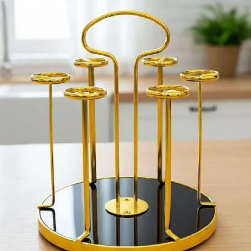 Luxury Golden Metal Glass Holder Rack
