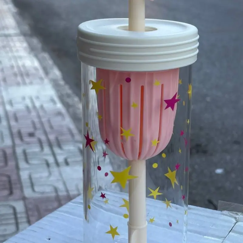 Aesthetic Kawaii Glass Bottle with Infuser (Pink)