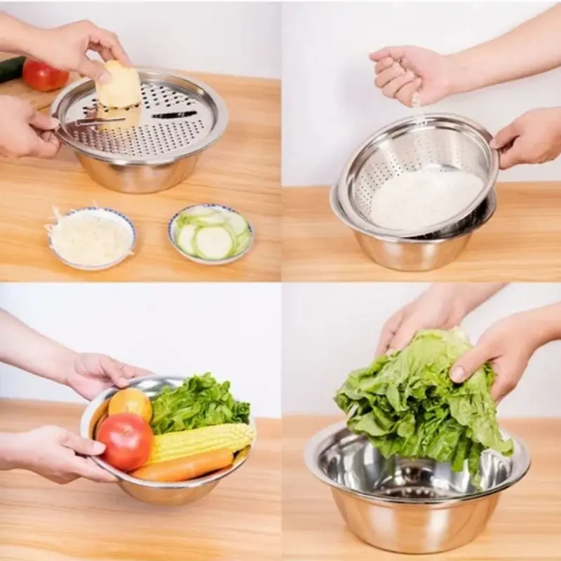 3 IN 1 VEGETABLE CUTTER WITH DRAIN BASKET