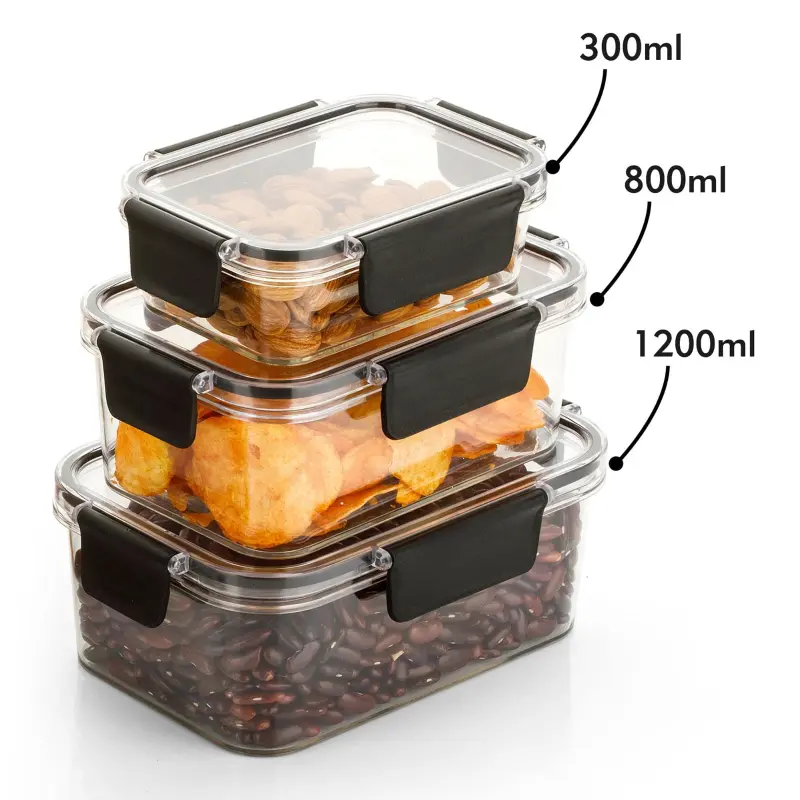 Food Storage Transparent Container Set of 3