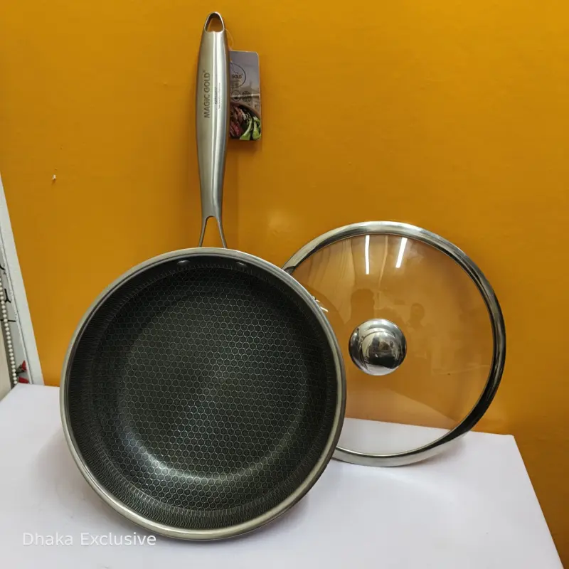 316 Stainless Steel Deep Fry Pan with Glass Lid