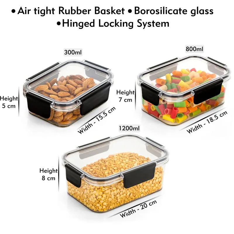 Food Storage Transparent Container Set of 3