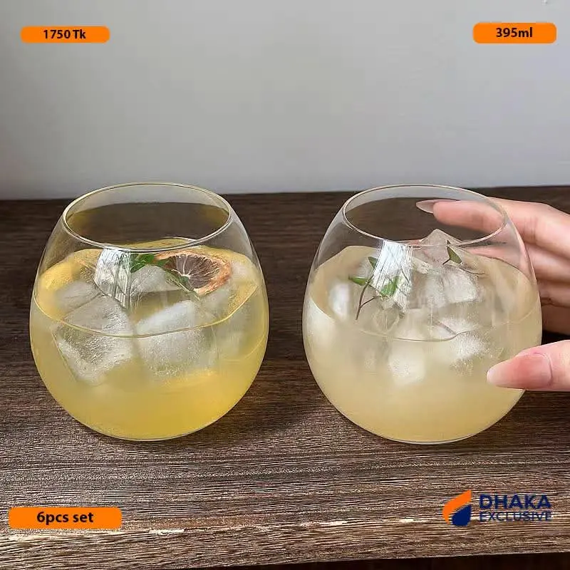 6-Piece Luxury Sphere Glass Set with Golden Rotating Stand