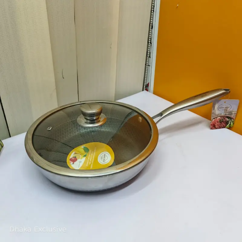 316 Stainless Steel Deep Fry Pan with Glass Lid