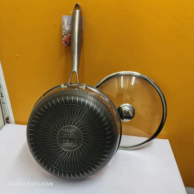 316 Stainless Steel Deep Fry Pan with Glass Lid