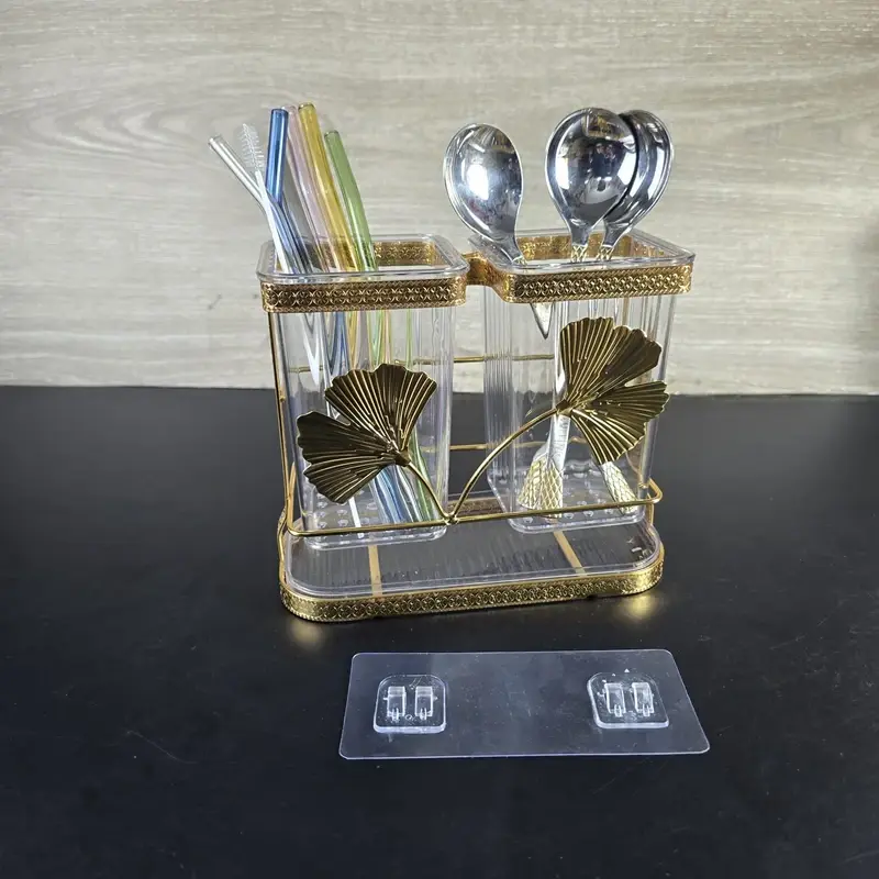 Elegant Cutlery Holder - Gold-Finished Stand