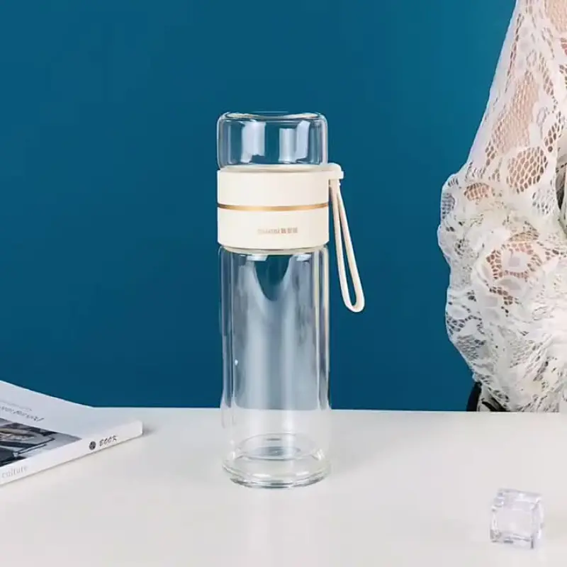 Portable Double Wall Tea Infuser Glass Bottle