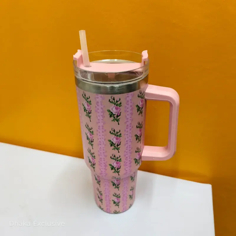 Floral Insulated Tumbler with Handle