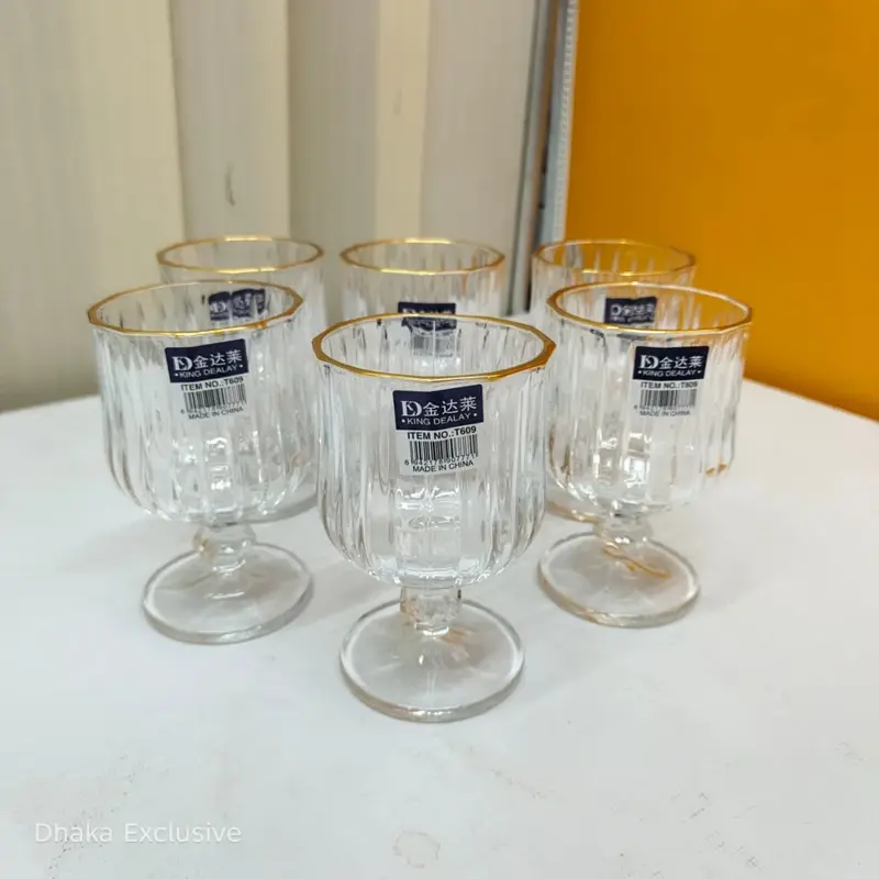 Premium Crystal Footed Glass Set – 6 Pieces