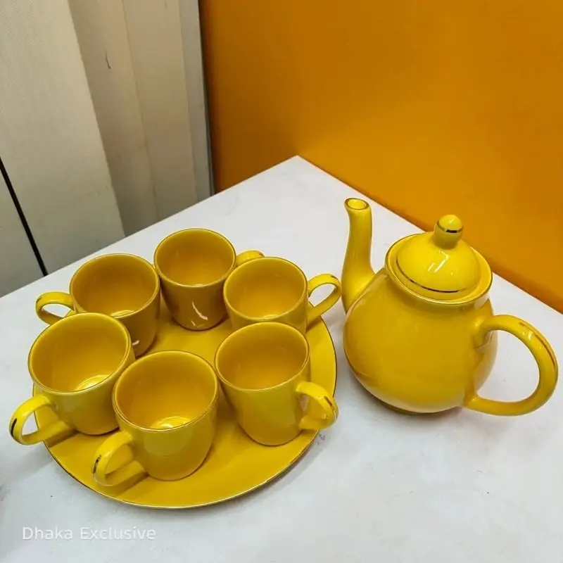 Ceramic Tea Set with Teapot and Tray