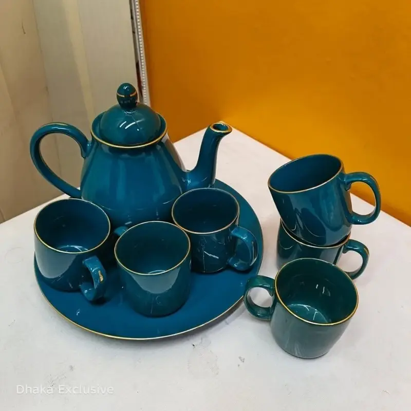 Ceramic Tea Set with Teapot and Tray