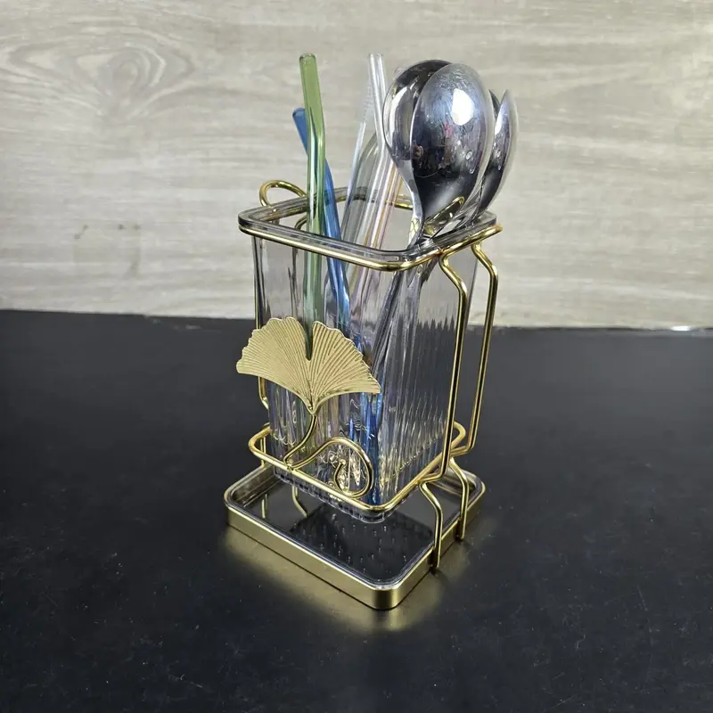 Plastic spoon holder with metal stand- Squre