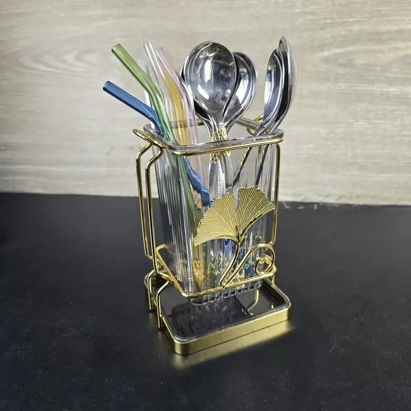Plastic spoon holder with metal stand- Squre