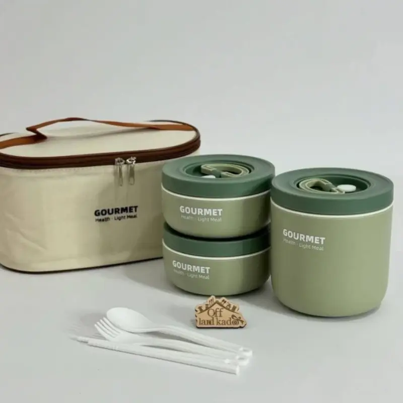 Gourmet Health – Light Meal Premium Lunch Box Set (3 Containers + Bag)
