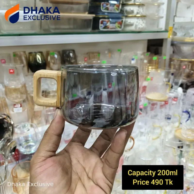 Borosilicate Glass Mug with Wooden Handle