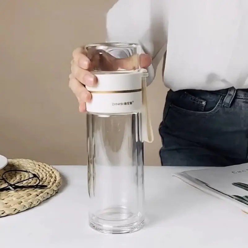 Portable Double Wall Tea Infuser Glass Bottle
