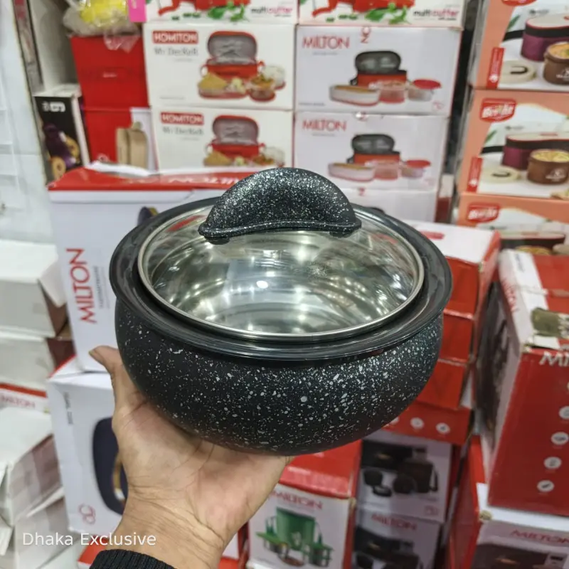 Premium Marble Finish Insulated Hotpot – (Black)