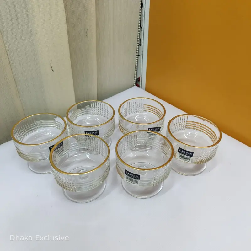 King Dealay Luxury Golden Rim Dessert & Ice Cream Cup Set (6 Pieces)