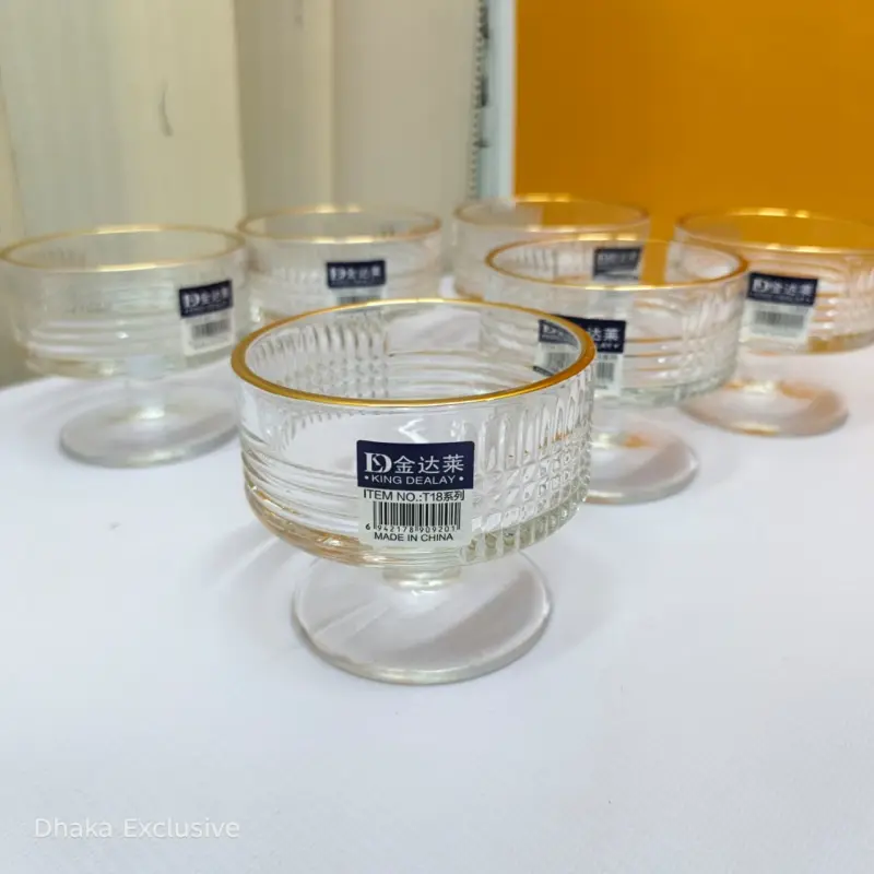 King Dealay Luxury Golden Rim Dessert & Ice Cream Cup Set (6 Pieces)