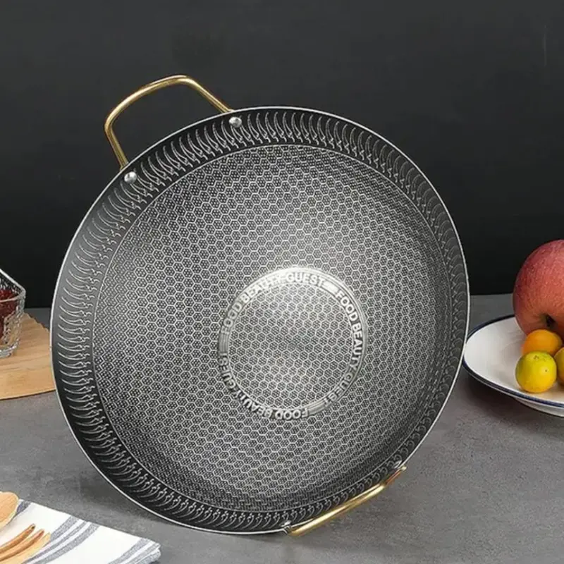 Luxury Golden-Handle Honeycomb Non-Stick