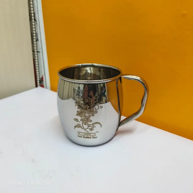 Premium Floral Etched Stainless Steel Mug