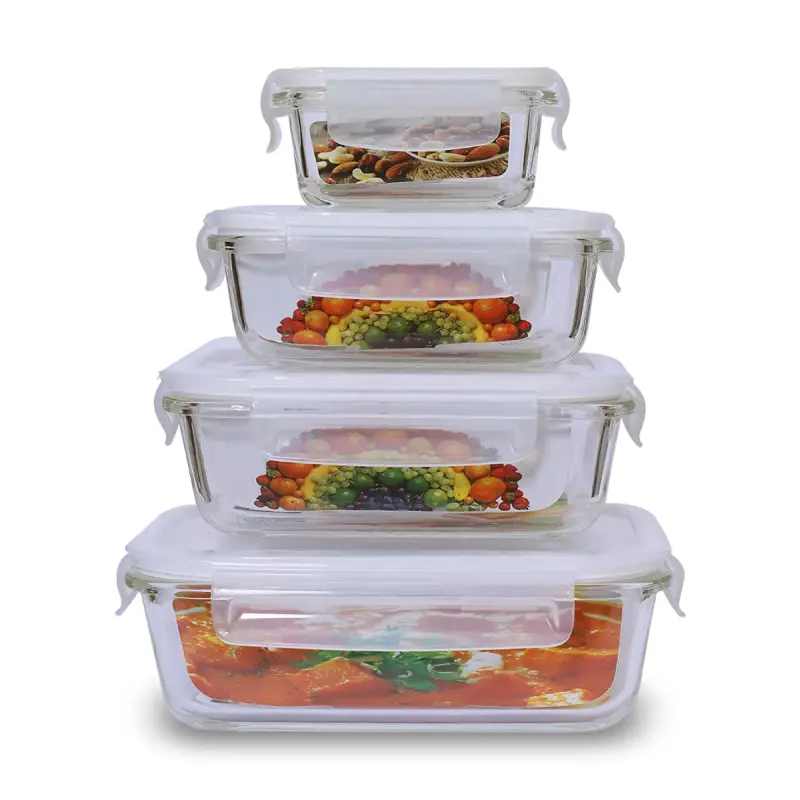 Borosilicate Glass Food Storage Containers with Airtight Lids (Set of 4)