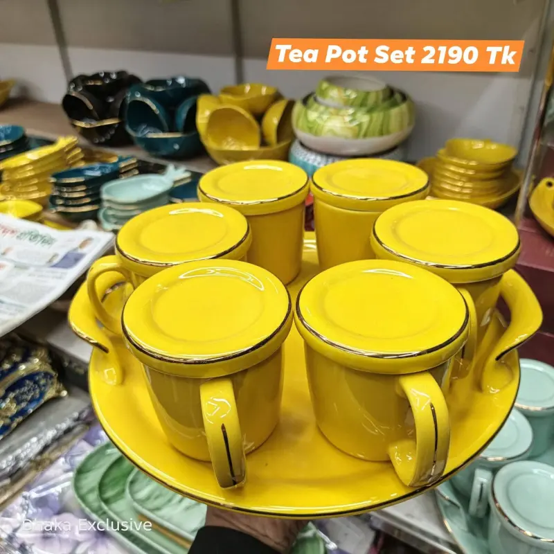 Premium Ceramic Tea Pot Set with Tray