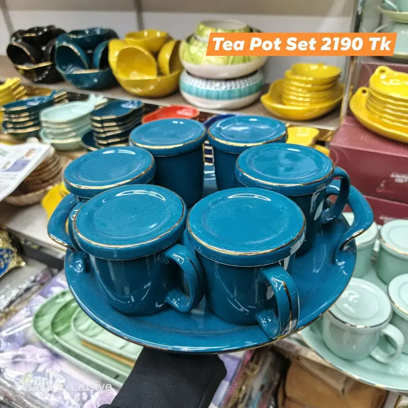 Premium Ceramic Tea Pot Set with Tray